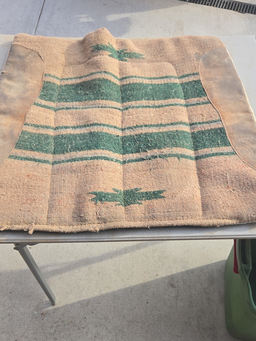 Source Unknown Beige Woven Pet Saddle Pad with Green Stripes